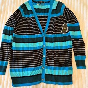 Juicy Couture Black and Turquoise Striped Knit Top NWT